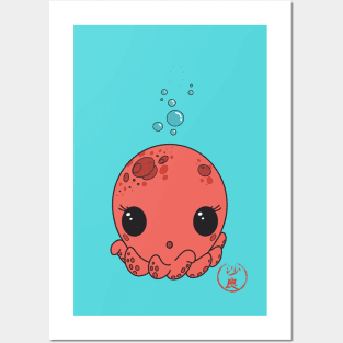 Cute Octopus in kawaii style Posters and Art